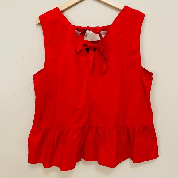 J. Crew Tops - J. Crew Red Sleeveless Plus Size Ruffle Tank